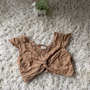 Elegant Tan Twist Front going out evening summer super cute Crop Top